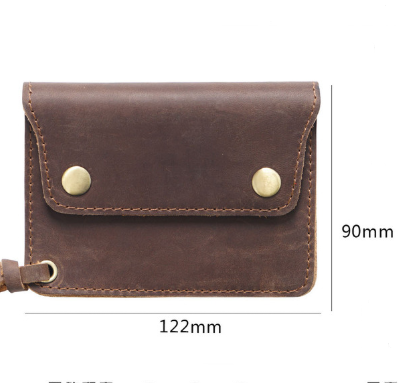 Coffee Handmade Crazy Horse Leather Wallet Vintage Coin Purse Zipper Card view 2