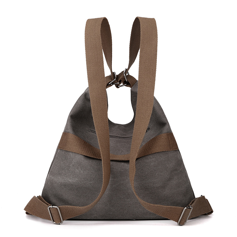 Black Versatile 3-in-1 Canvas Backpack and Shoulder Bag Large Capacity Handbag view 3