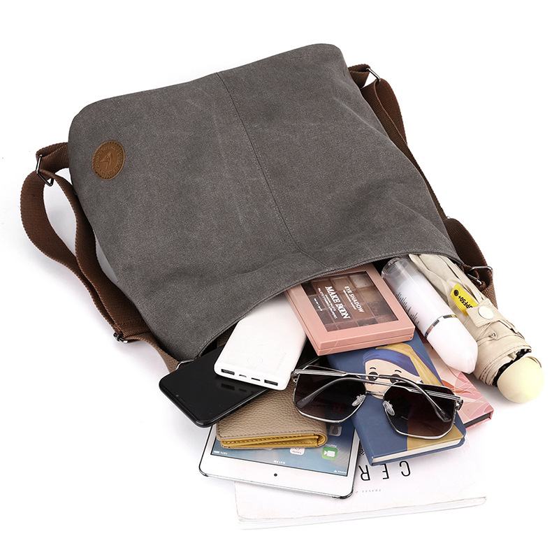 Black Versatile 3-in-1 Canvas Backpack and Shoulder Bag Large Capacity Handbag view 5