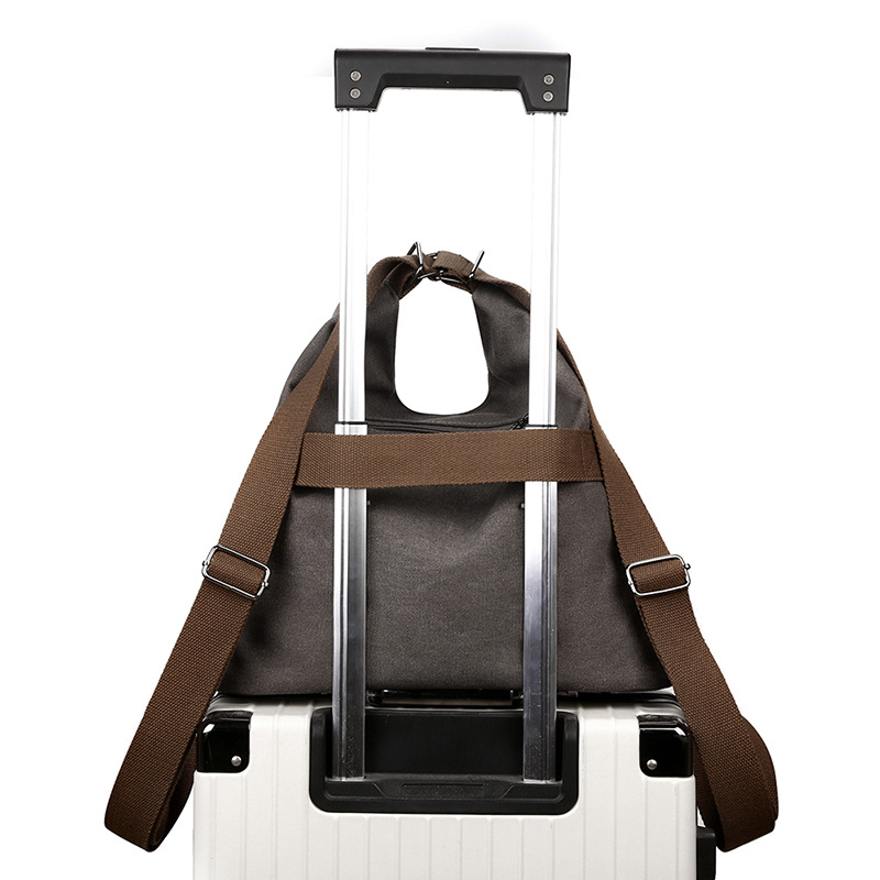Coffee Versatile 3-in-1 Canvas Backpack and Shoulder Bag Large Capacity view 4
