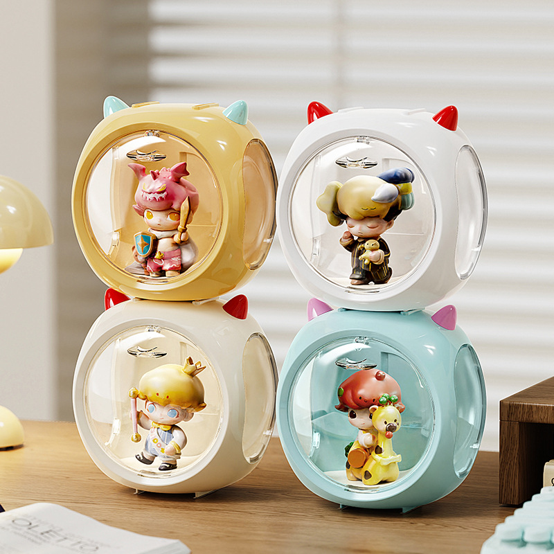 Yellow Cute Magnetic Display Case - Dustproof 'Space Capsule' Box for Figures view 2