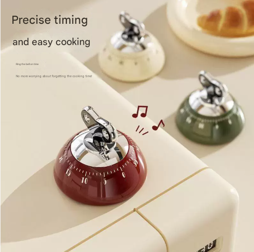 White Magnetic Mechanical Kitchen Timer - 60-Minute Visual Countdown Clock for view 2