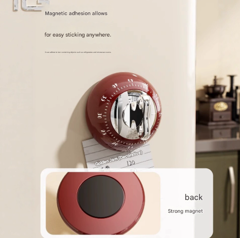 Green Magnetic Mechanical Kitchen Timer - 60-Minute Visual Countdown Clock for view 4