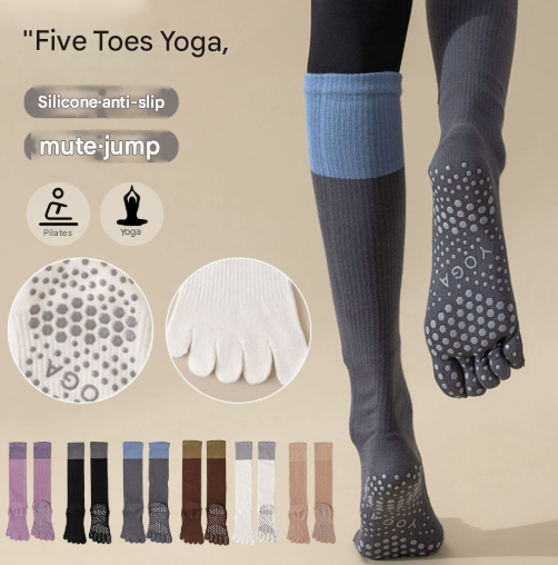 Purple 2PCS Women's Professional Five-Finger Compression Calf Socks view 2
