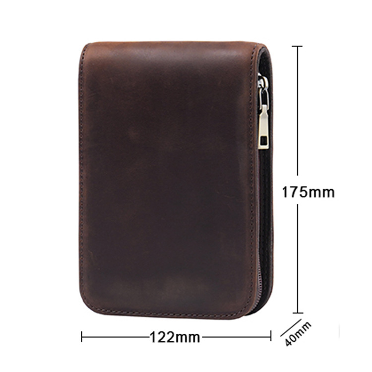 Brown 12-Slot Genuine Crazy Horse Leather Fountain Pen Case - Handcrafted view 2