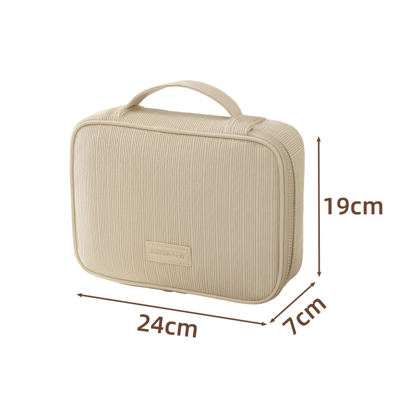 Beige Professional Large Capacity Travel Makeup Bag - Multifunctional Cosmetic