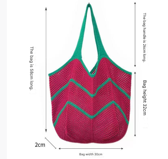 Blue Bohemian Chic Knit Tote Bag view 2