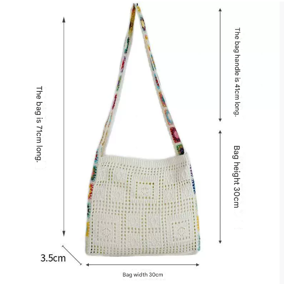 Light Khaki Chic Bohemian Hollow Knit Tote Bag view 2