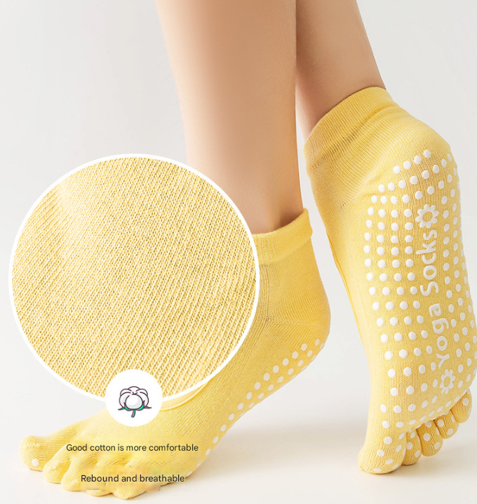 Purple 3-Pack Women's Non-Slip Five-Finger Yoga Socks - Open Back Combed view 2