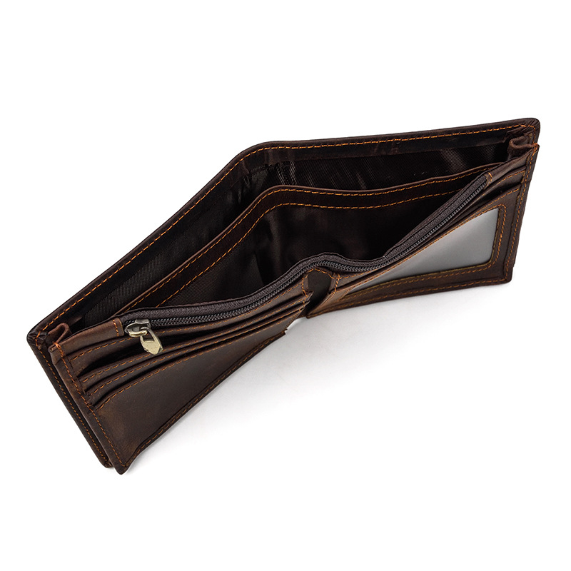 Dark Brown Vrtical Stroke Men's Vintage Wallet Multi-Card Slots Large Capacity view 3