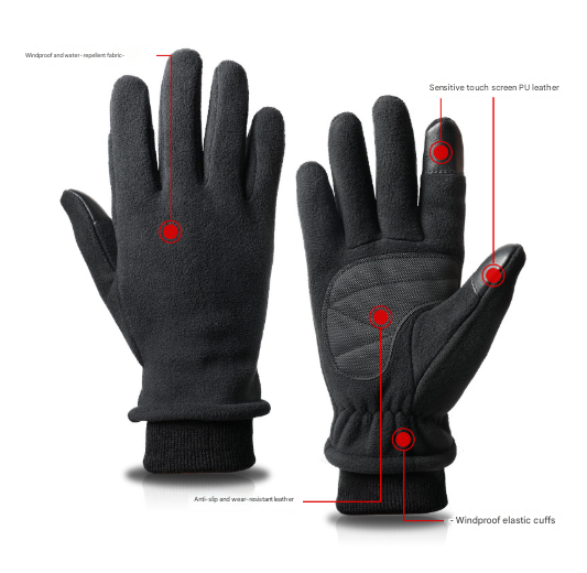 S Pink Warm Windproof Touchscreen Gloves - Anti-Slip Grip for Winter Cycling & view 2