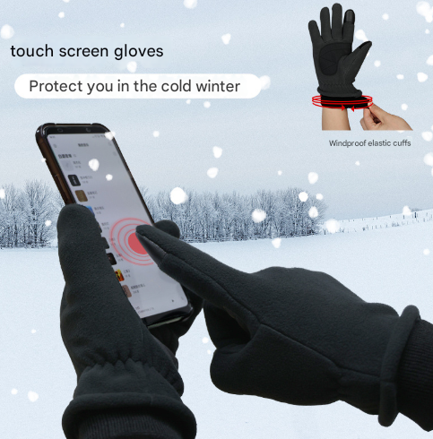 S Pink Warm Windproof Touchscreen Gloves - Anti-Slip Grip for Winter Cycling & view 3