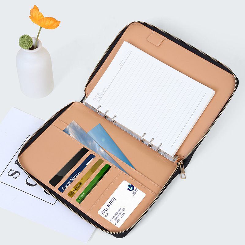 Brown Premium A5 Zippered PU Leather Notebook view 2