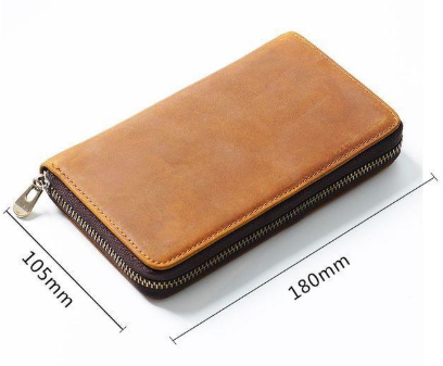 Black Genuine Crazy Horse Leather Fountain Pen Case Zippered Organiser Vintage view 2