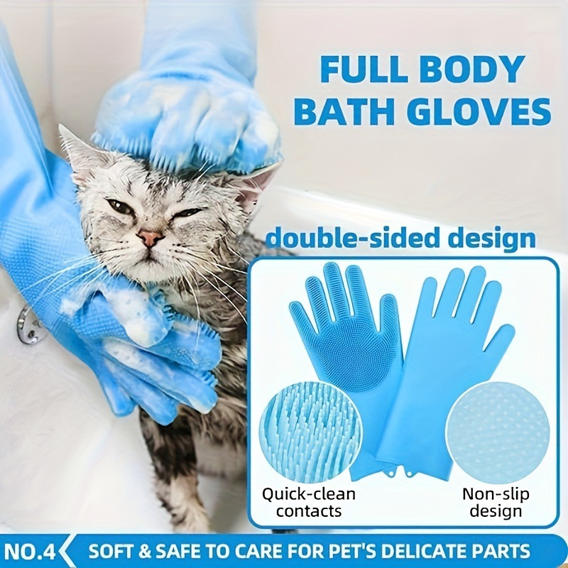 Blue 6-Piece Dog Grooming Bath Set - Absorbent Microfiber Towels & Wash Mitts view 2