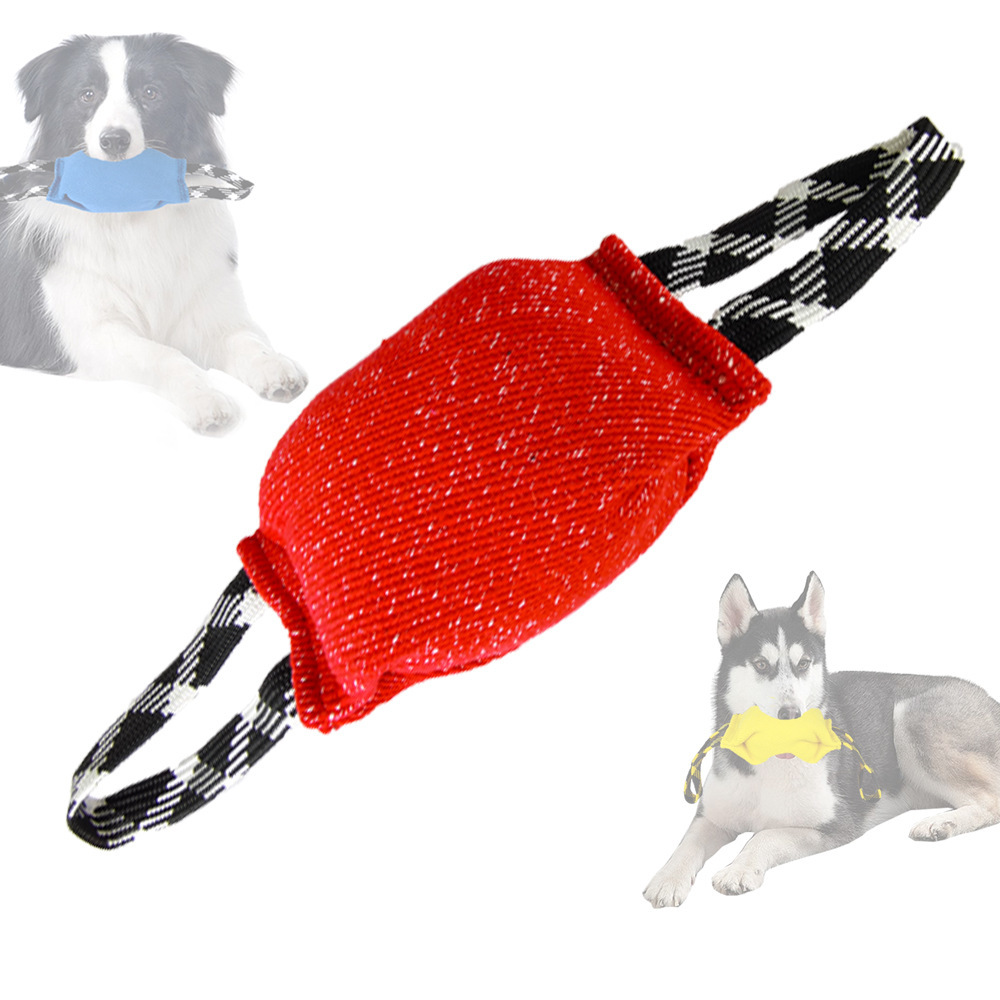 Red Durable Dog Tug Toy with 2 Handles - Interactive Bite Pillow for Training