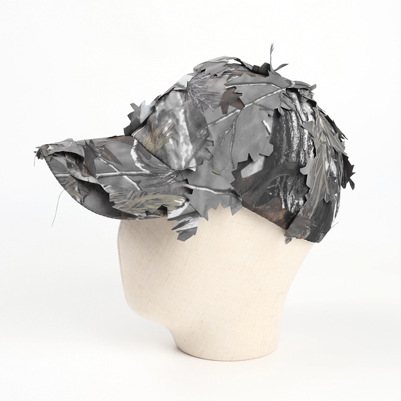 Grey 3D Leaf Camouflage Baseball Cap – American-Style Outdoor Tactical Hat for view 4