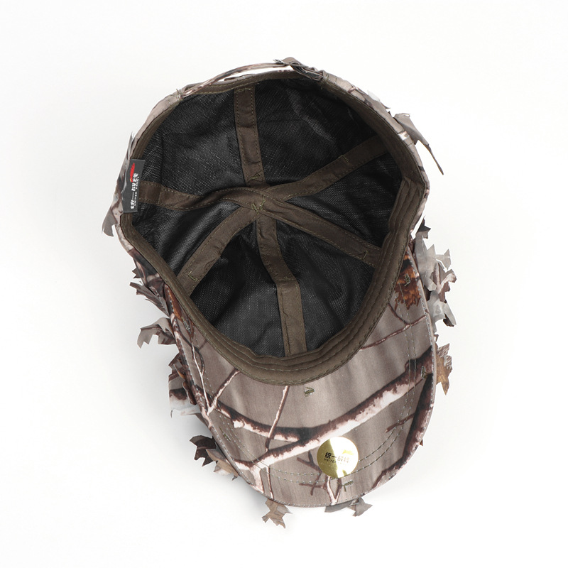 Grey 3D Leaf Camouflage Baseball Cap – American-Style Outdoor Tactical Hat for view 7