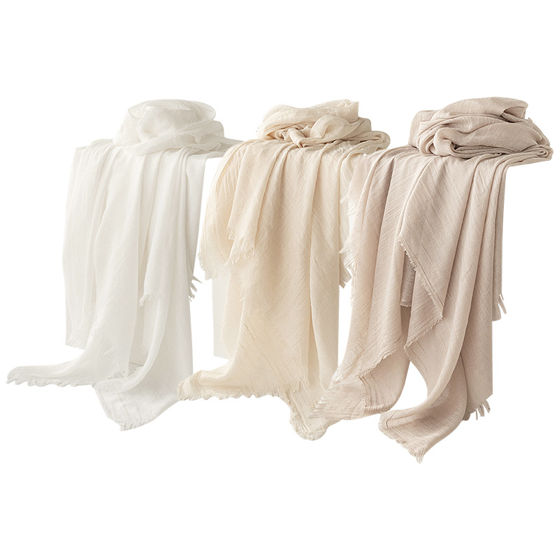 White Cotton and linen scarves - Elegant view 2