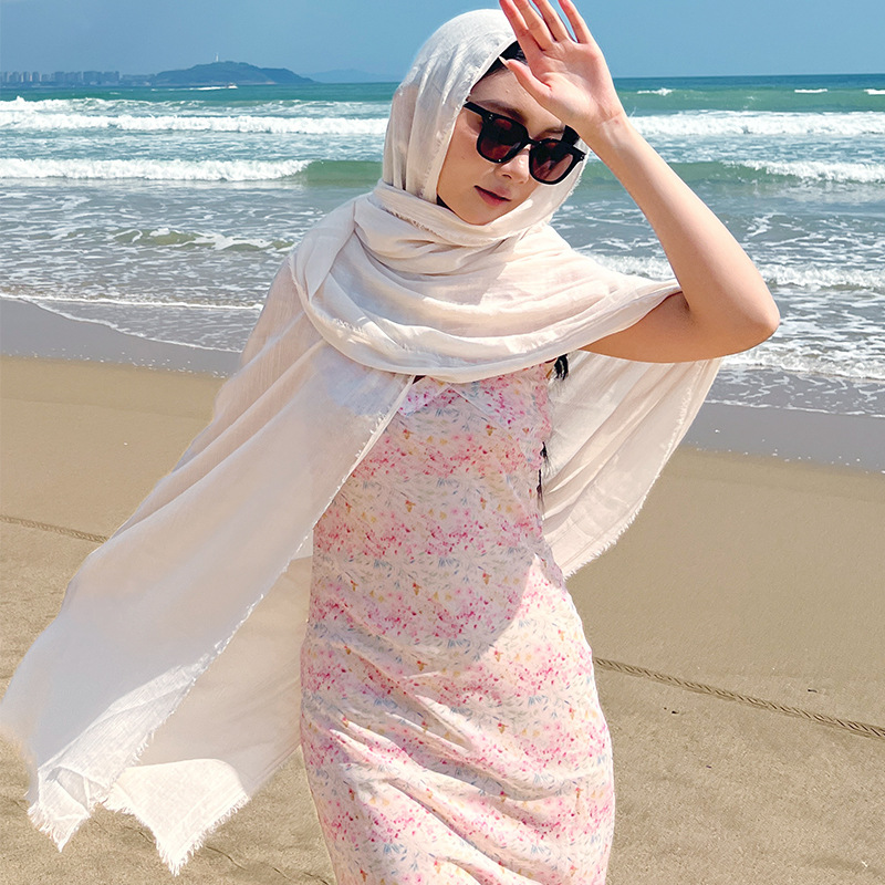 White Cotton and linen scarves - Elegant view 7