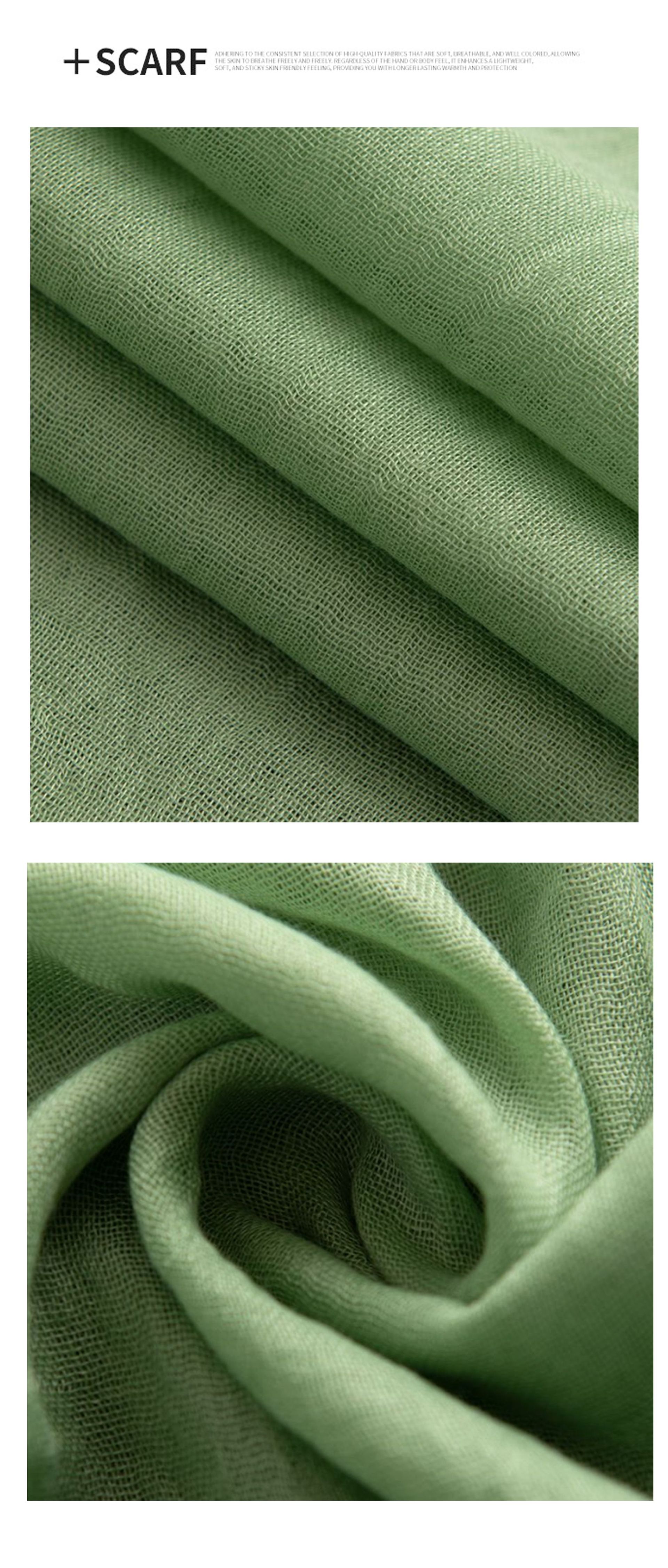 Khaki Cotton and linen scarves - Elegant view 5