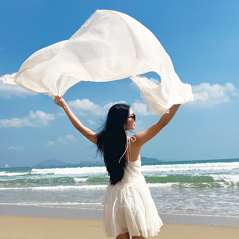 Grey Cotton and linen scarves - Elegant view 6