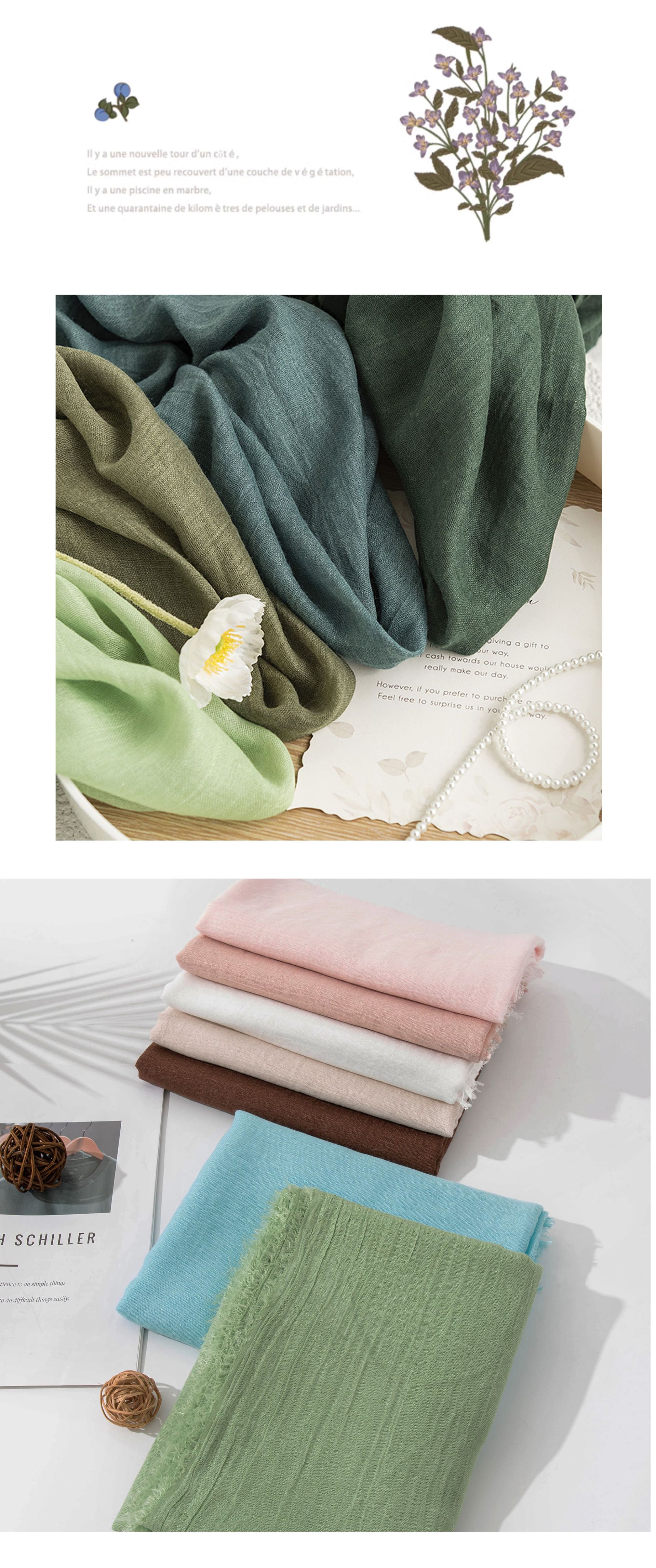 Light Pink Cotton and linen scarves - Elegant view 4