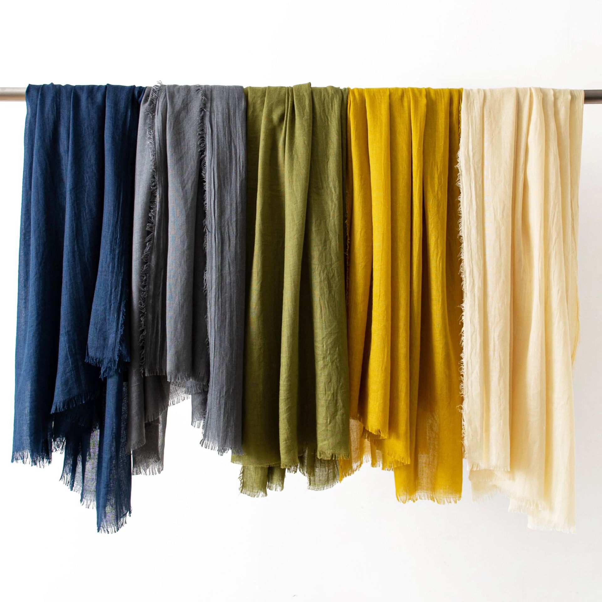 Dark Blue Cotton and linen scarves - Elegant view 2