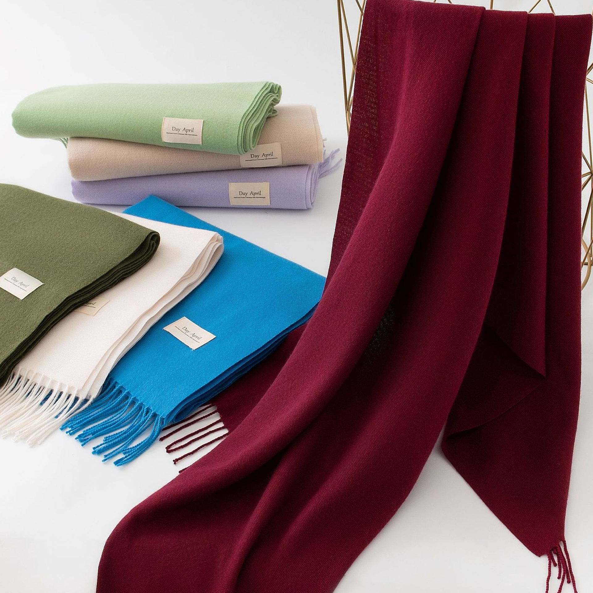 Oatmeal Autumn & Winter Korean-Style Women's Cashmere-Like Scarf – Solid Color view 2