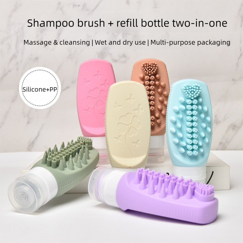 Pink Travel Silicone Refillable Bottle Set – Multi-Functional Soft-Squeeze view 2