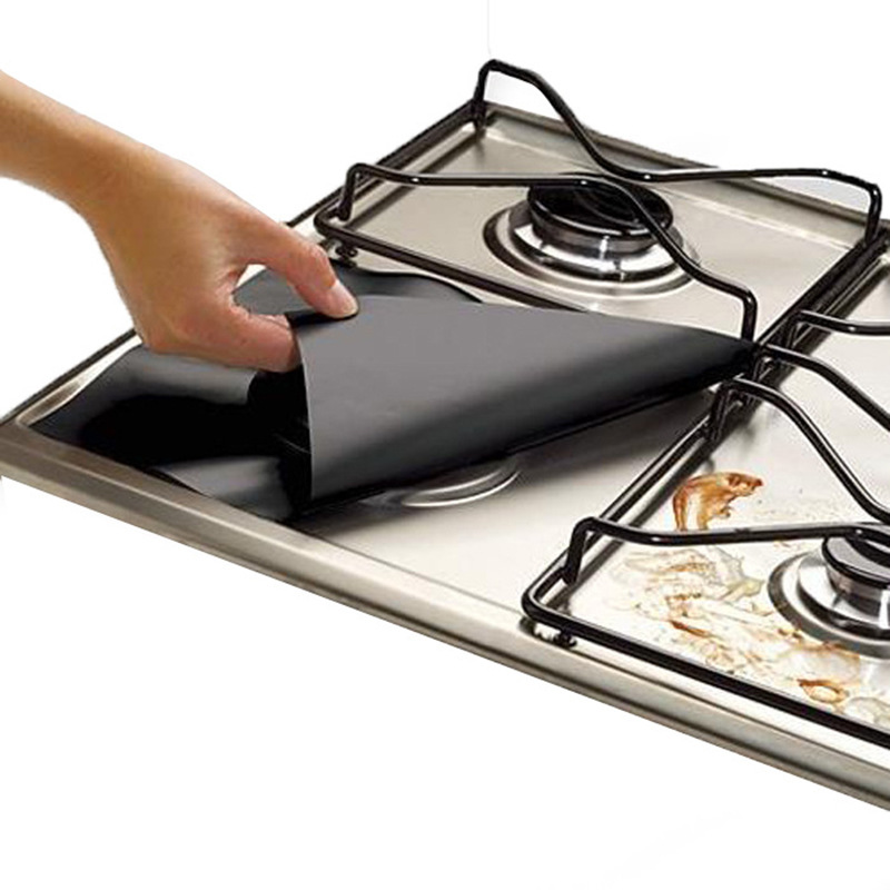 6 Pcs Black Heat-Resistant Gas Stove Mat – Non-Stick Teflon Coated Fiberglass view 6