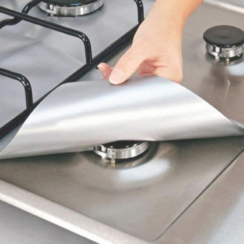 6 Pcs Silver Heat-Resistant Gas Stove Mat – Non-Stick Teflon Coated Fiberglass view 3