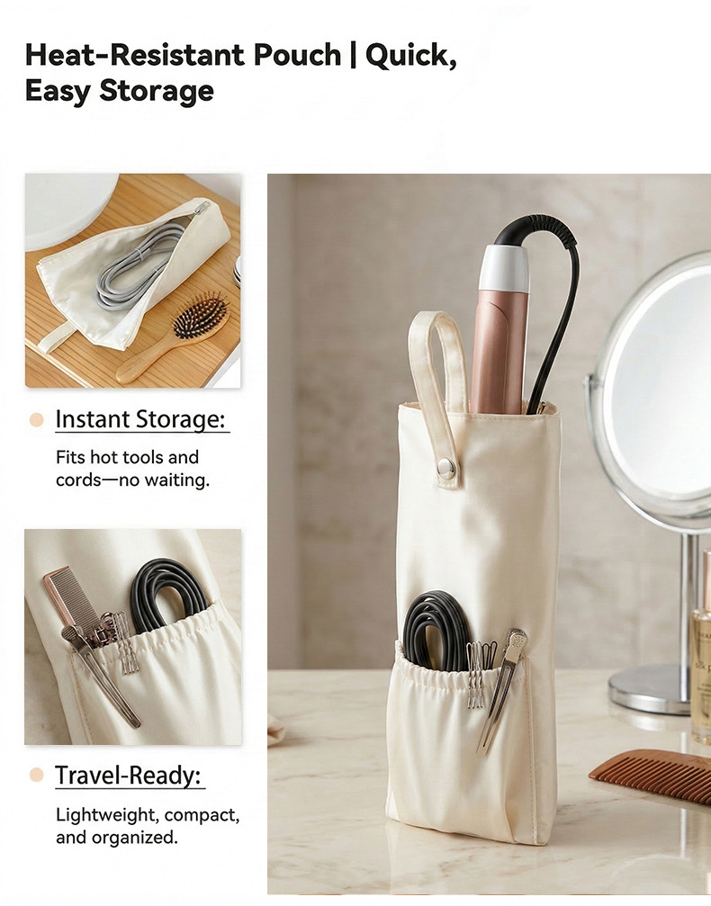 Beige Heat-Resistant Styling Tool Organizer – Compact view 3