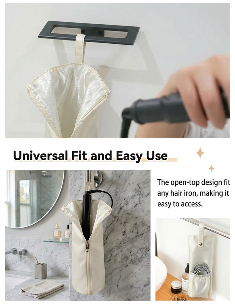Beige Heat-Resistant Styling Tool Organizer – Compact view 4