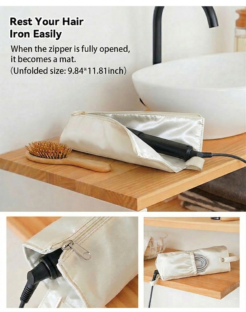 Beige Heat-Resistant Styling Tool Organizer – Compact view 5