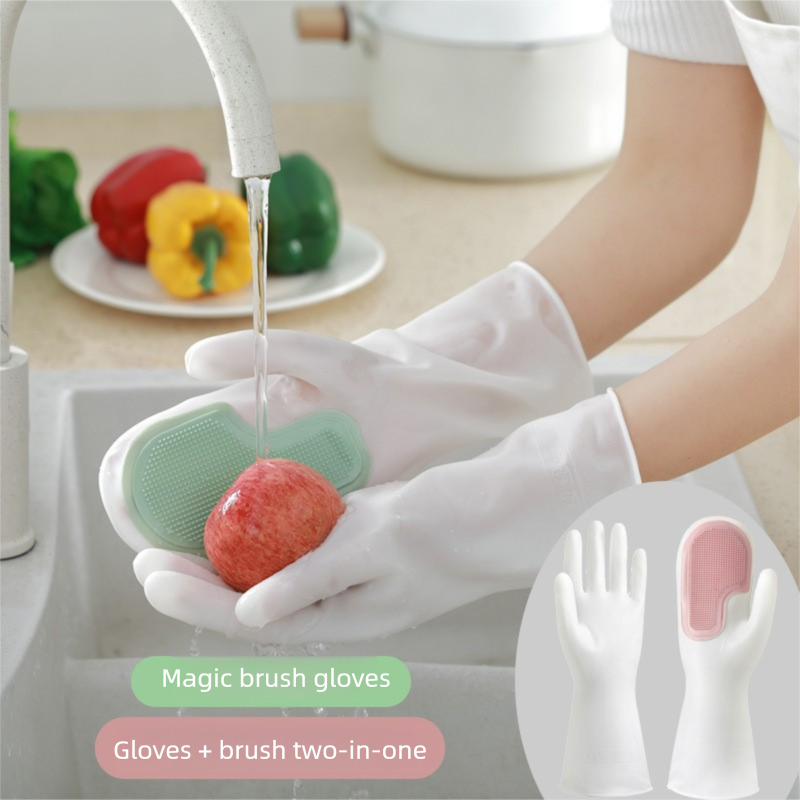 3 Pairs of Green Brush Gloves Integrated Brush Glove – Multifunctional view 2