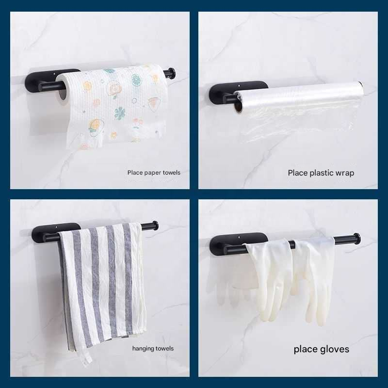 Stainless Steel Kitchen Paper Holder Set of 3 with Adhesive Mounting – Under view 3