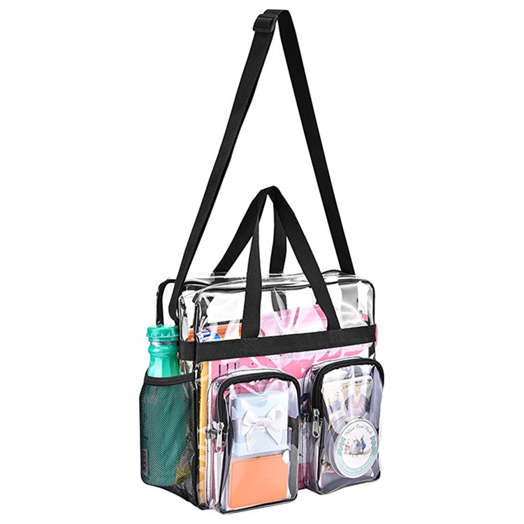 Grey Clear Multi-Pocket Tote Bag – Waterproof & Organized Carryall with Front view 2