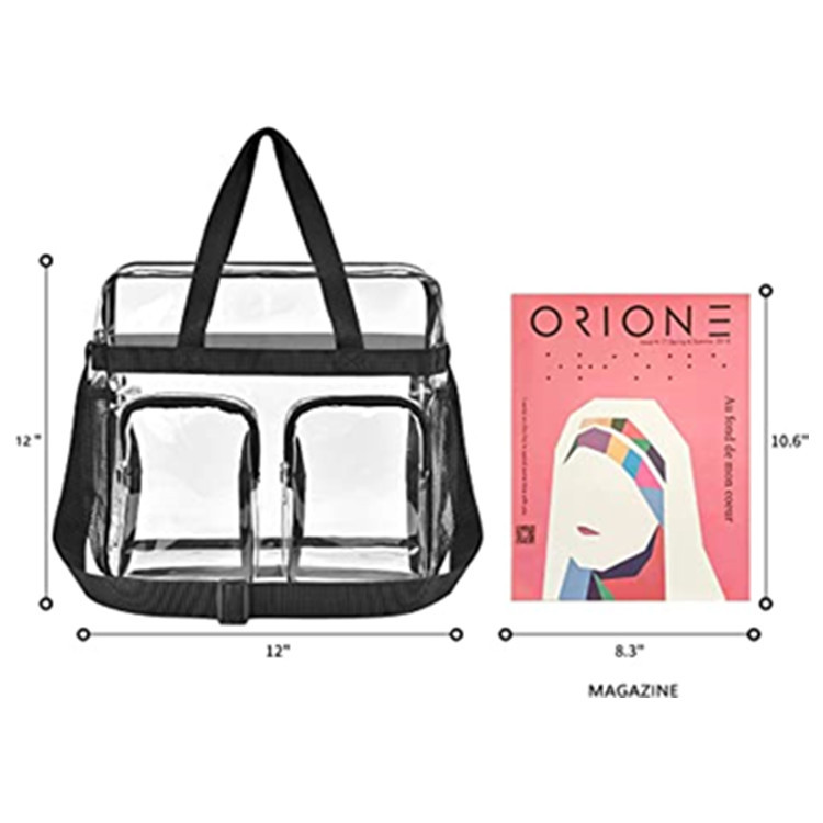 Grey Clear Multi-Pocket Tote Bag – Waterproof & Organized Carryall with Front view 4