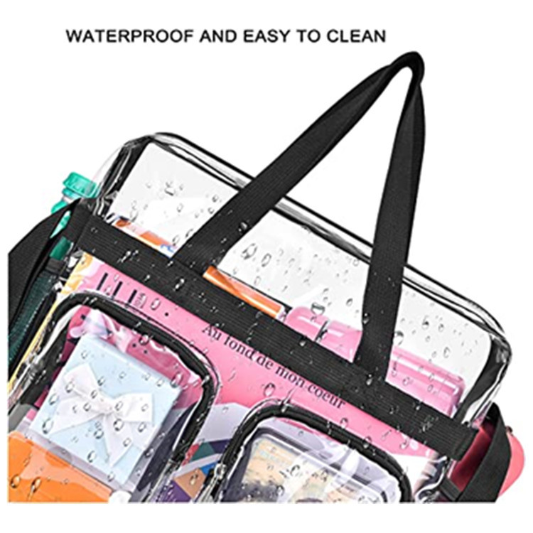 Grey Clear Multi-Pocket Tote Bag – Waterproof & Organized Carryall with Front view 5