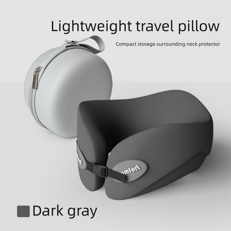 Dark gray Memory Foam U-Shaped Travel Neck Pillow – Ergonomic Support for Airplane