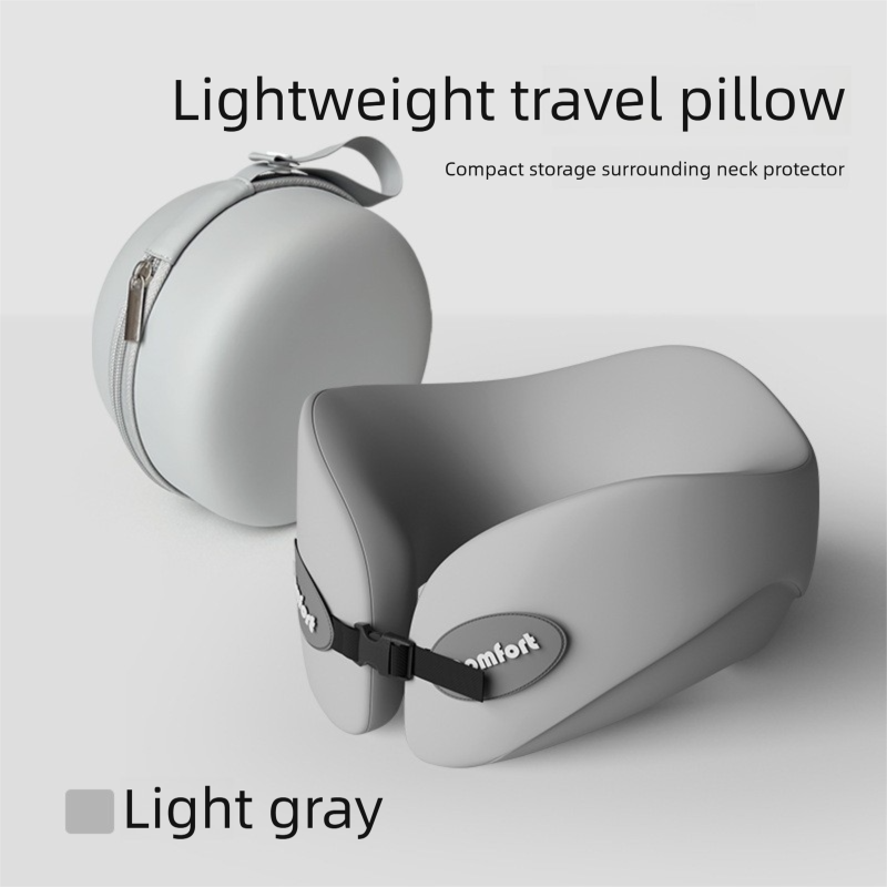 Light gray Memory Foam U-Shaped Travel Neck Pillow – Ergonomic Support for