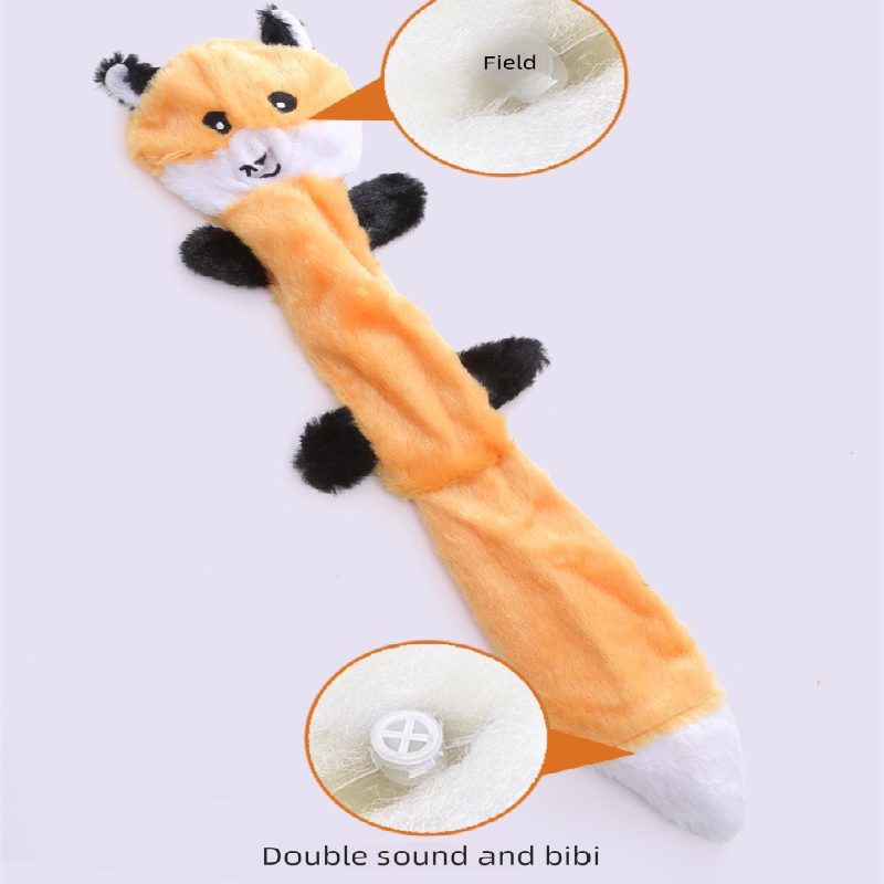 2-Pack Yellow raccoon Identical Plush Pet Toys with Squeaker – Durable view 5