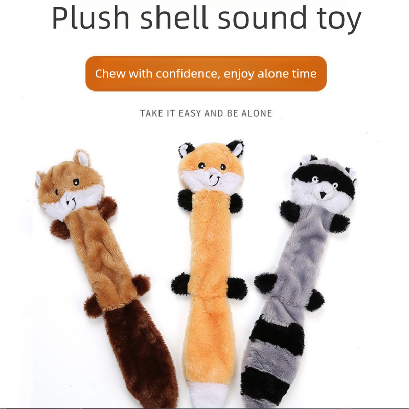2-Pack Coffee Fox Identical Plush Pet Toys with Squeaker – Durable view 2