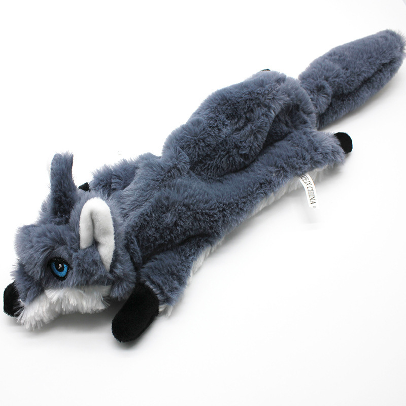 2-Pack Grey Wolf Identical Plush Pet Toys with Squeaker – Durable Fur-Textured