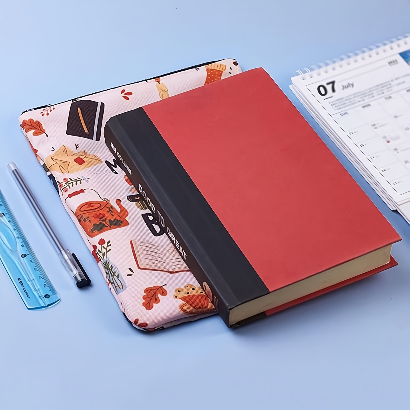 Rainbow Zippered Book Sleeve with Printed Design – Waterproof Protective Cover view 3