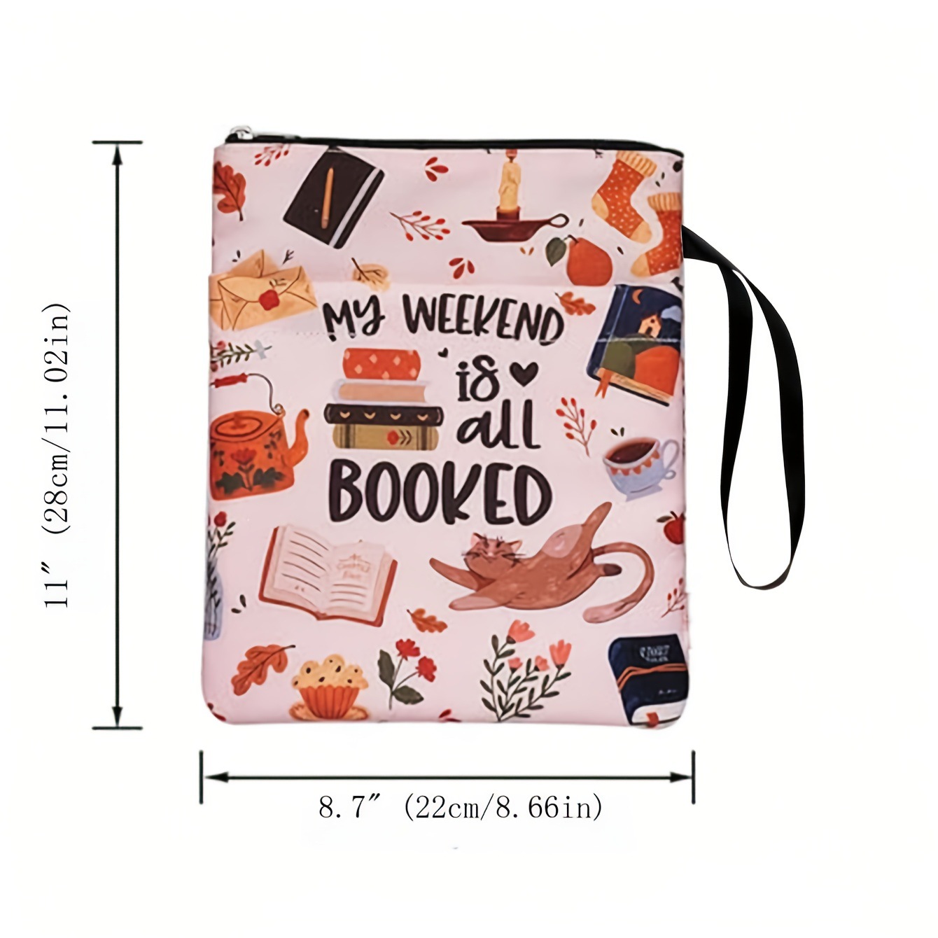 Daisy Zippered Book Sleeve with Printed Design – Waterproof Protective Cover view 6