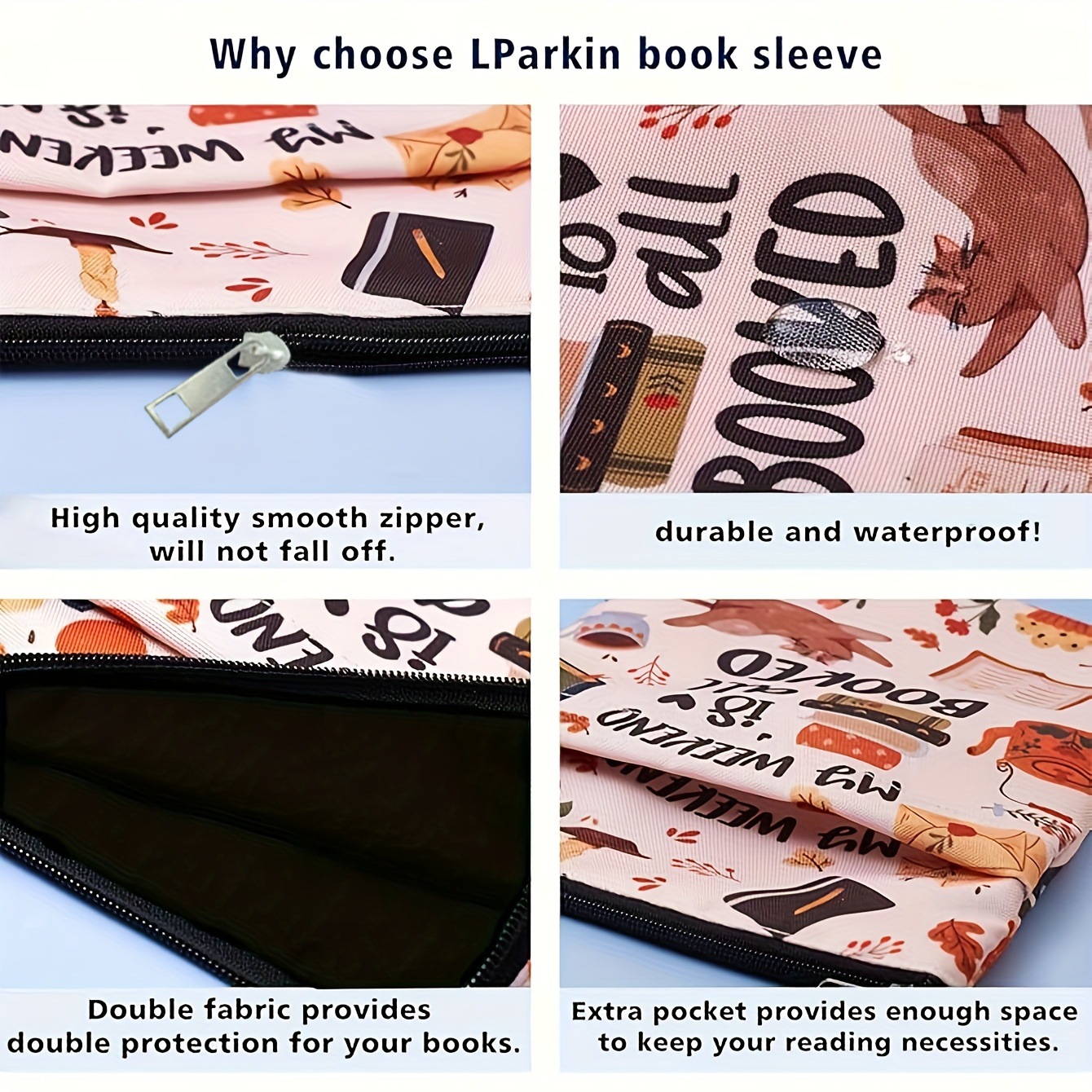 Dog Zippered Book Sleeve with Printed Design – Waterproof Protective Cover for view 2