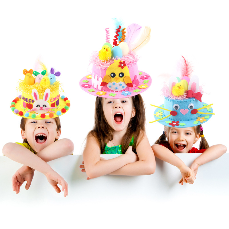 Orange DIY Easter Hat Craft Kit – Kids’ Handmade Decoration Set with view 3