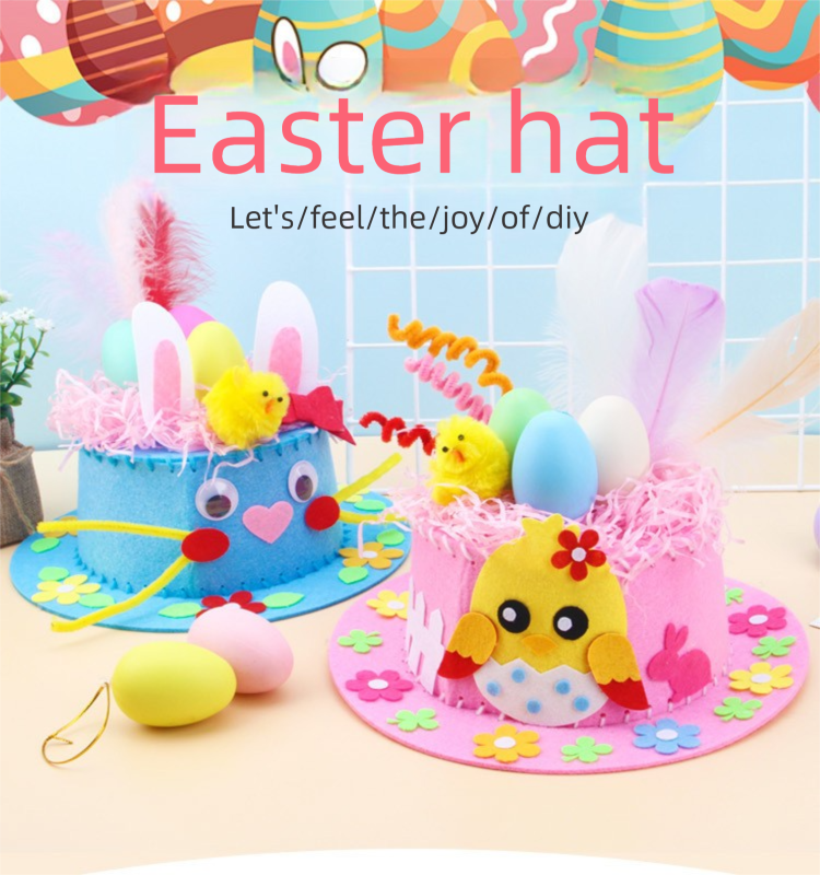 Yellow DIY Easter Hat Craft Kit – Kids’ Handmade Decoration Set with view 2